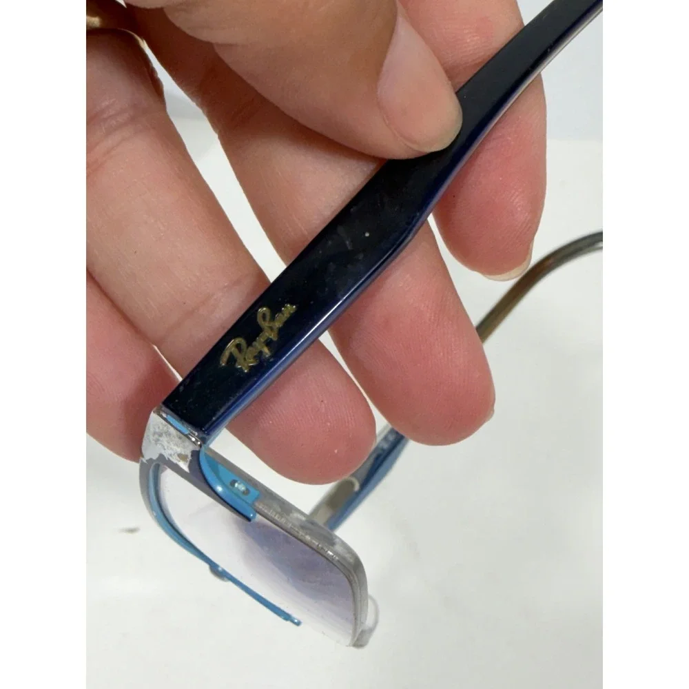 Ray-Ban RB 6196 2653 Blue Tortoise Semi-Rimless Rectangular Eyeglasses 52-17-145